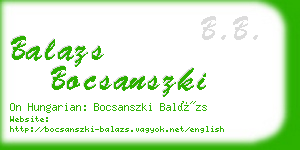 balazs bocsanszki business card